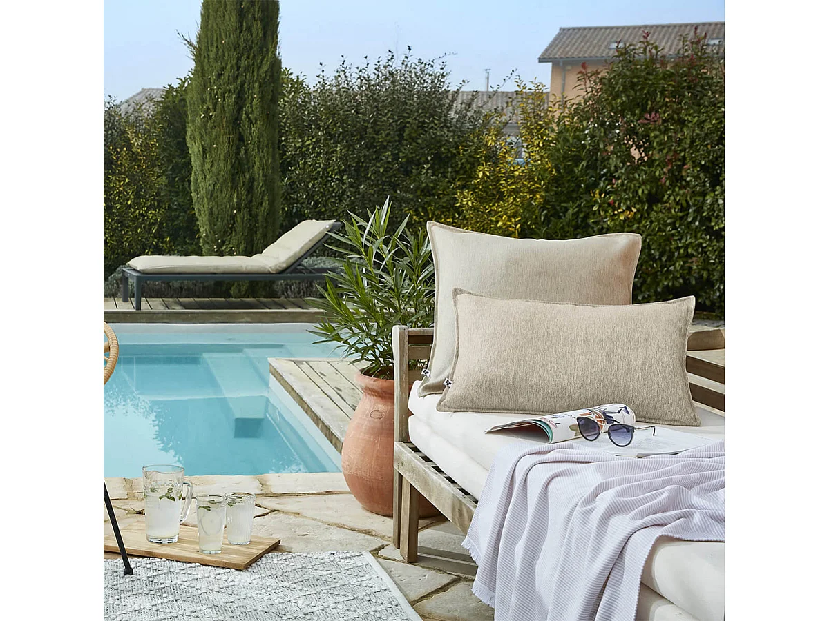 PRIMROSE - Coussin 60x60 Déhoussable Tissu Déperlant Sable