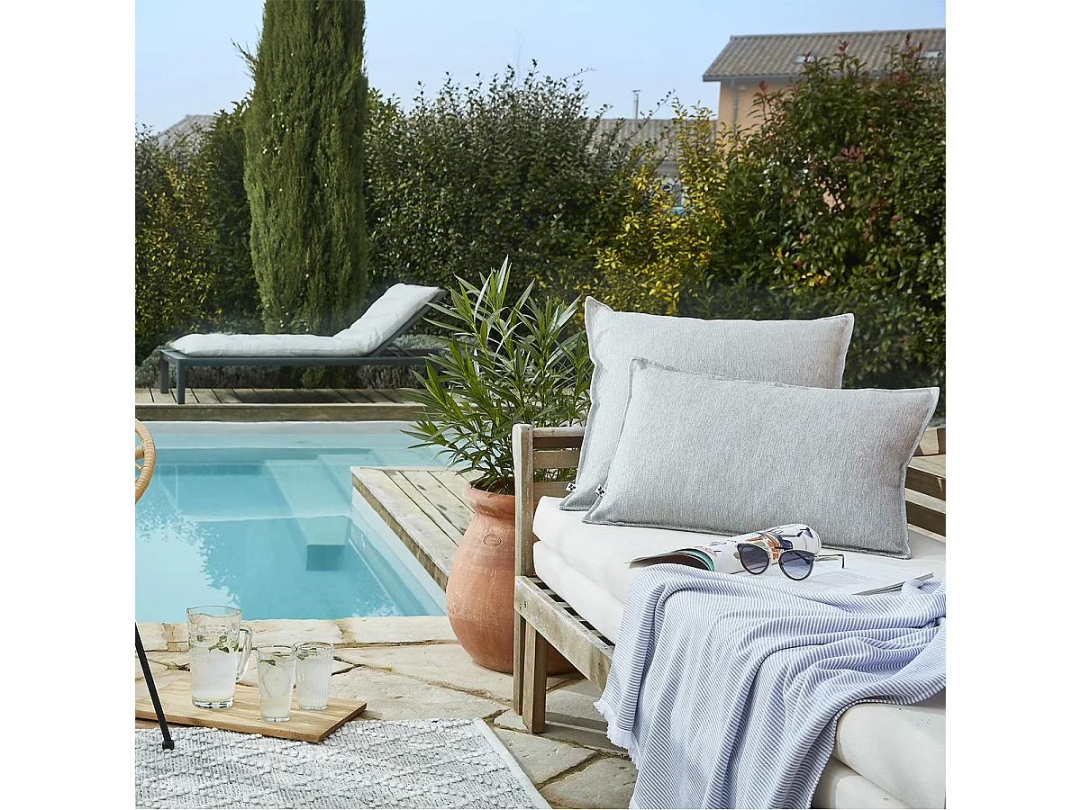 PRIMROSE - Coussin 45x45 Déhoussable Tissu Déperlant Gris galet