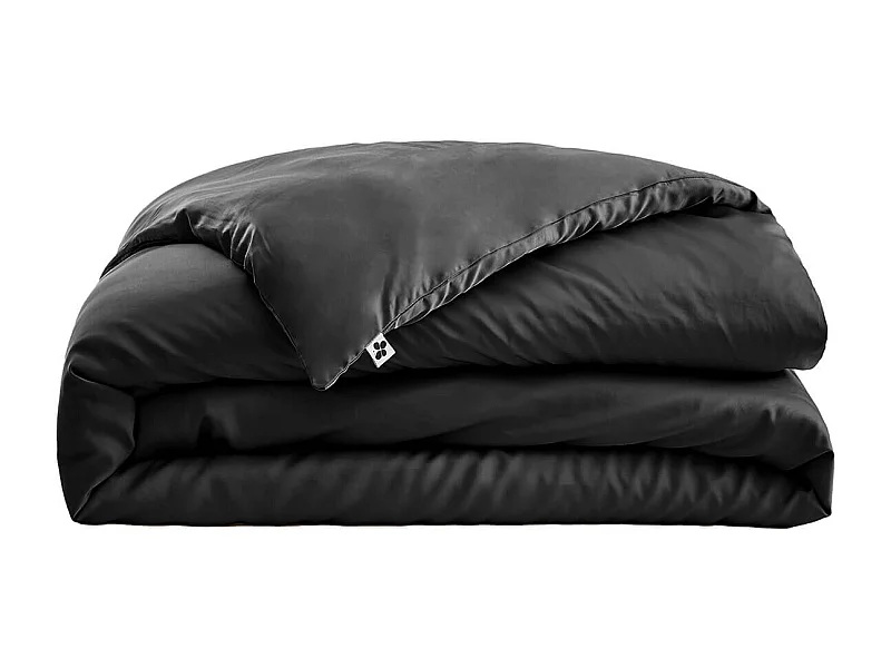 DALIA - Housse de Couette 260x240cm 100 % Viscose de Bambou Noire