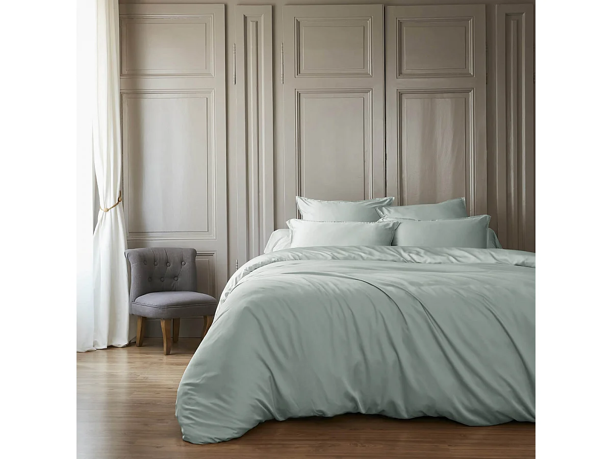 DALIA - Housse de Couette 240x220cm 100 % Viscose de Bambou Vert d'Eau