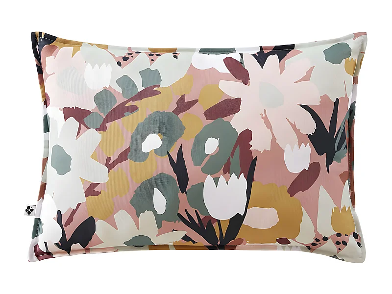 CAMELIA - Coussin 45x60 Déhoussable Tissu Déperlant Motif Fleuri