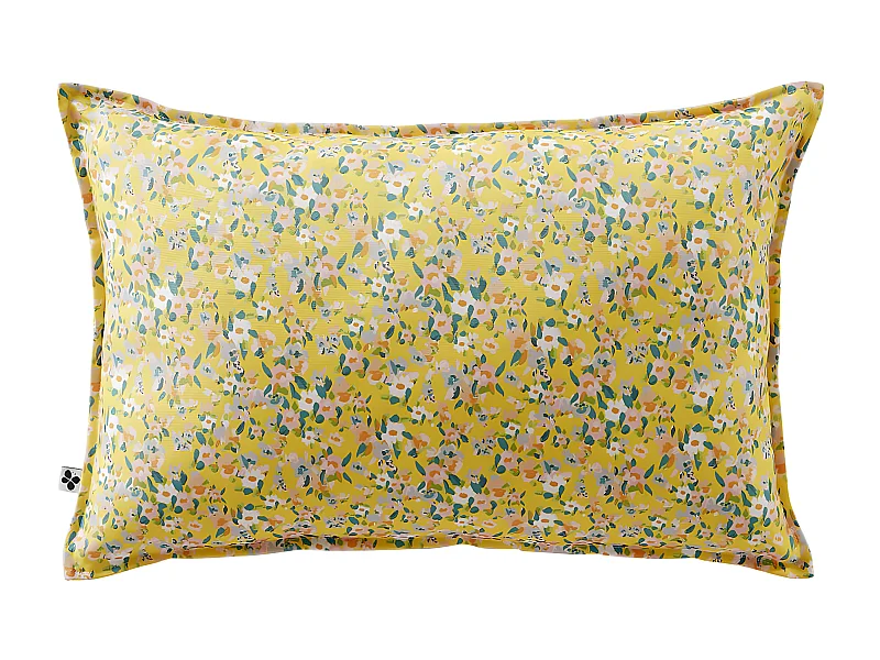AZALÉE - Coussin 45x60 Déhoussable Tissu Déperlant Motif Fleuri