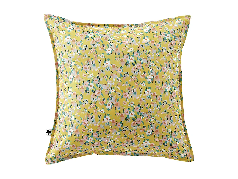 AZALÉE - Coussin 60x60 Déhoussable Tissu Déperlant Motif Fleuri