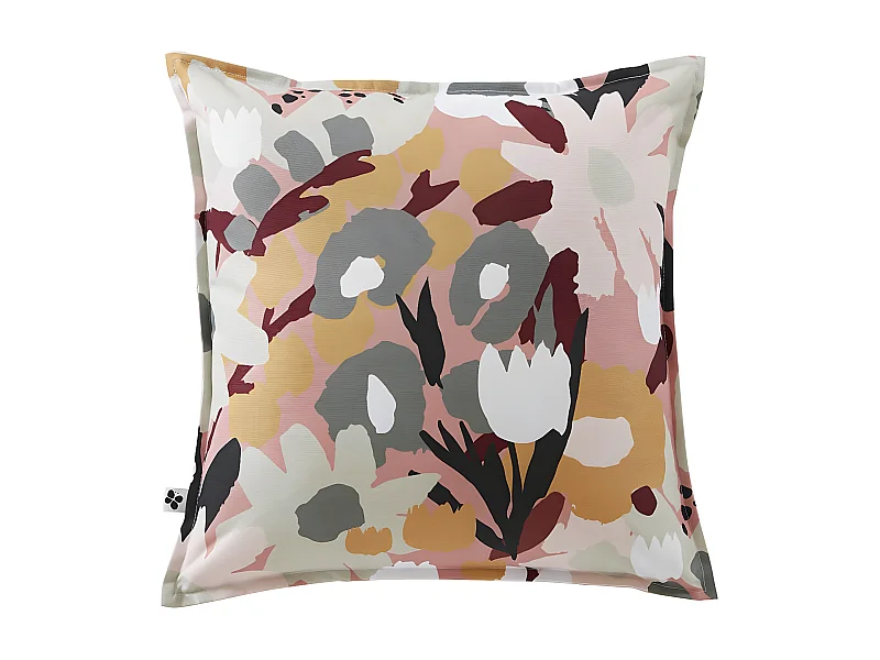 CAMELIA - Coussin 45x45 Déhoussable Tissu Déperlant Motif Fleuri