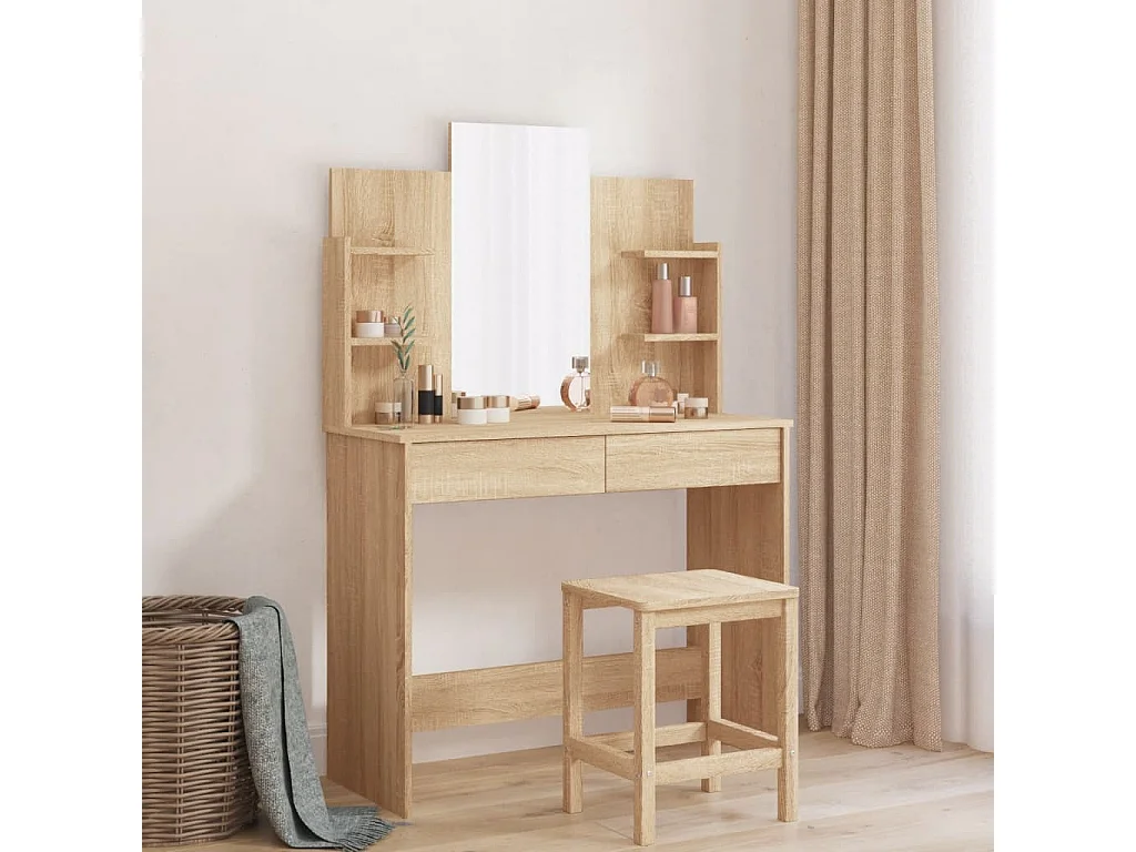 Kaptafel met spiegel 96x39x142 cm sonoma eikenkleurig