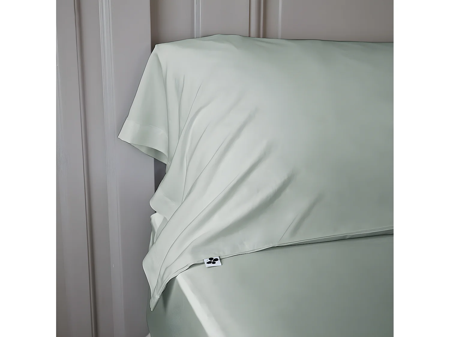 DALIA - Taie de Traversin 43x185cm 100 % Viscose de Bambou Vert d'Eau