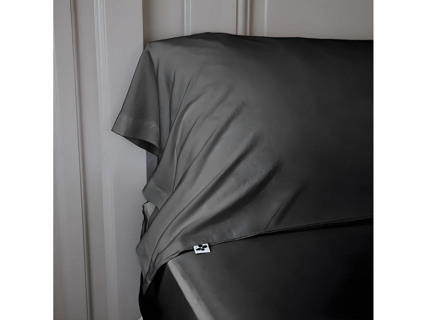 DALIA - Taie de Traversin 43x185cm 100 % Viscose de Bambou Noire