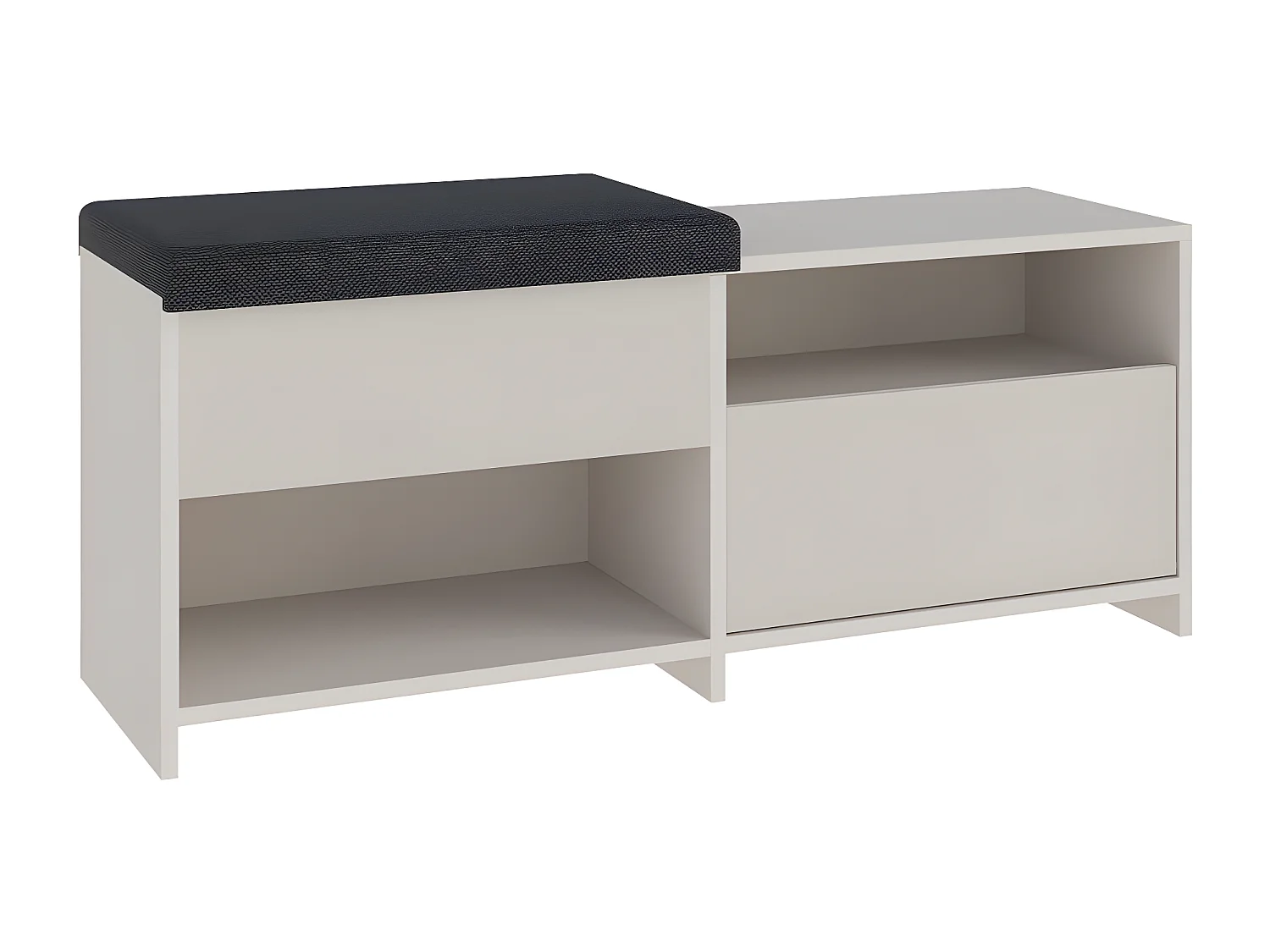 Nexara - Banc d'entrée avec rangement à chaussures 1 porte en bois et tissu L120cm - Beige
