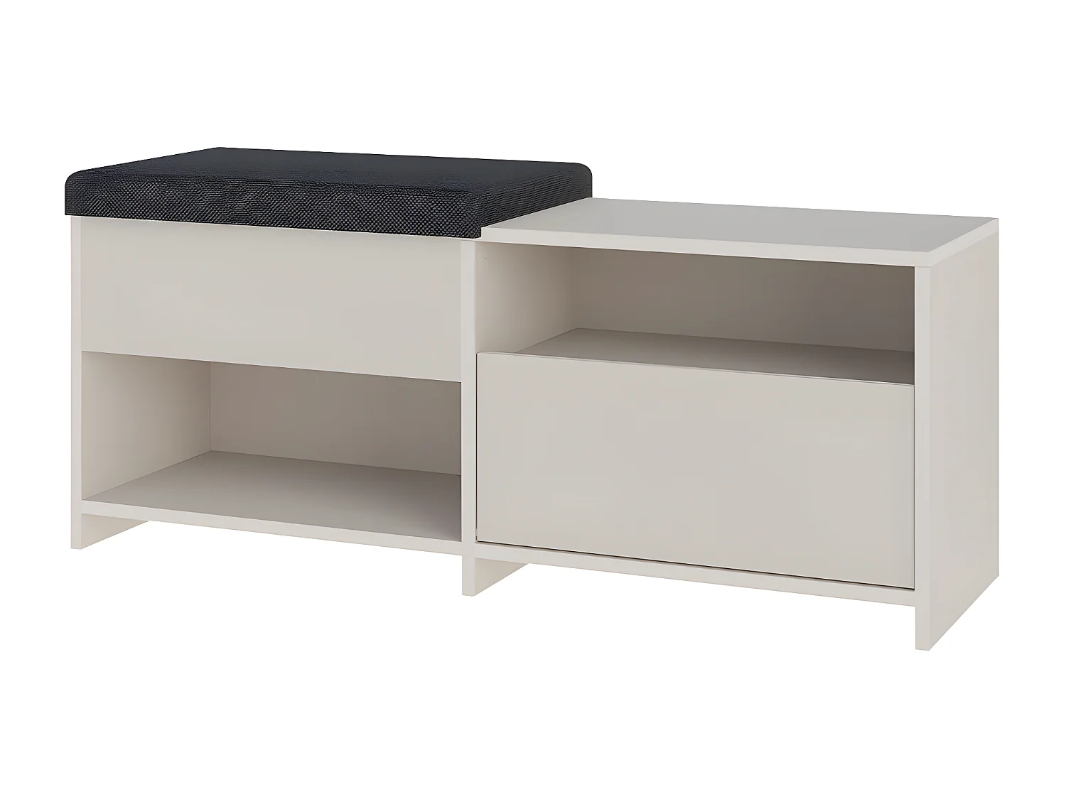 Nexara - Banc d'entrée avec rangement à chaussures 1 porte en bois et tissu L120cm - Beige