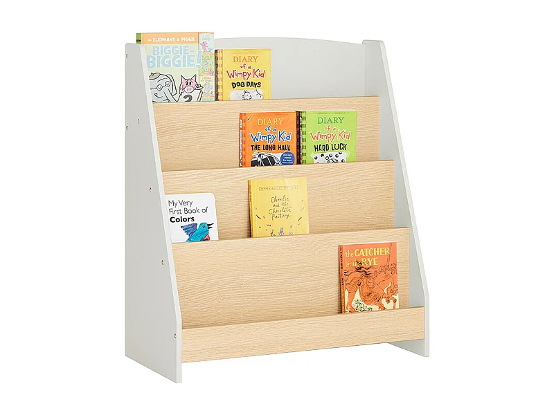 SoBuy Boekenplank Kinderboekenplank, speelgoed- en boekenopbergplank voor kinderslaapkamer, kinderopbergkast met 4 open vakken, 61 x 30 x 71 cm KMB106-HG