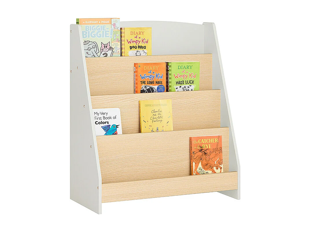 SoBuy Boekenplank Kinderboekenplank, speelgoed- en boekenopbergplank voor kinderslaapkamer, kinderopbergkast met 4 open vakken, 61 x 30 x 71 cm KMB106-HG