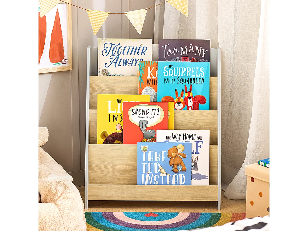 SoBuy KMB106-HG Bibliothèque Étagère à Livres pour Enfant, Livres pour Chambre d'enfant, Meuble Rangement Enfant