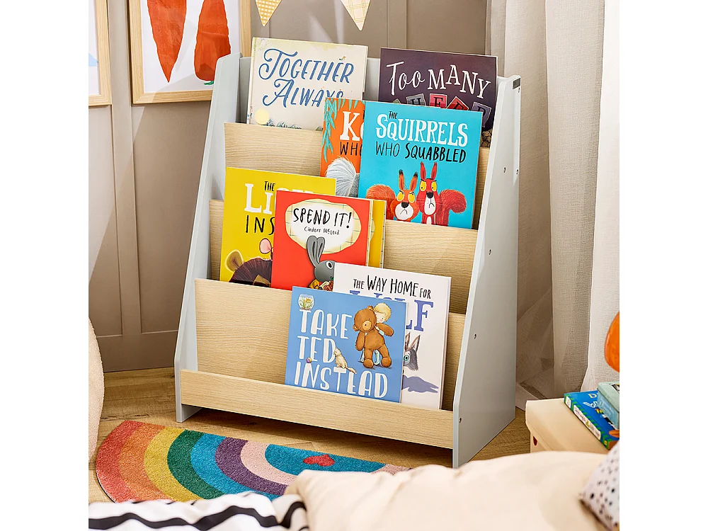 SoBuy KMB106-HG Bibliothèque Étagère à Livres pour Enfant, Livres pour Chambre d'enfant, Meuble Rangement Enfant