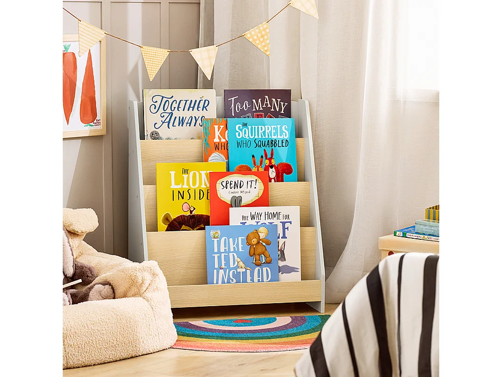 SoBuy KMB106-HG Bibliothèque Étagère à Livres pour Enfant, Livres pour Chambre d'enfant, Meuble Rangement Enfant