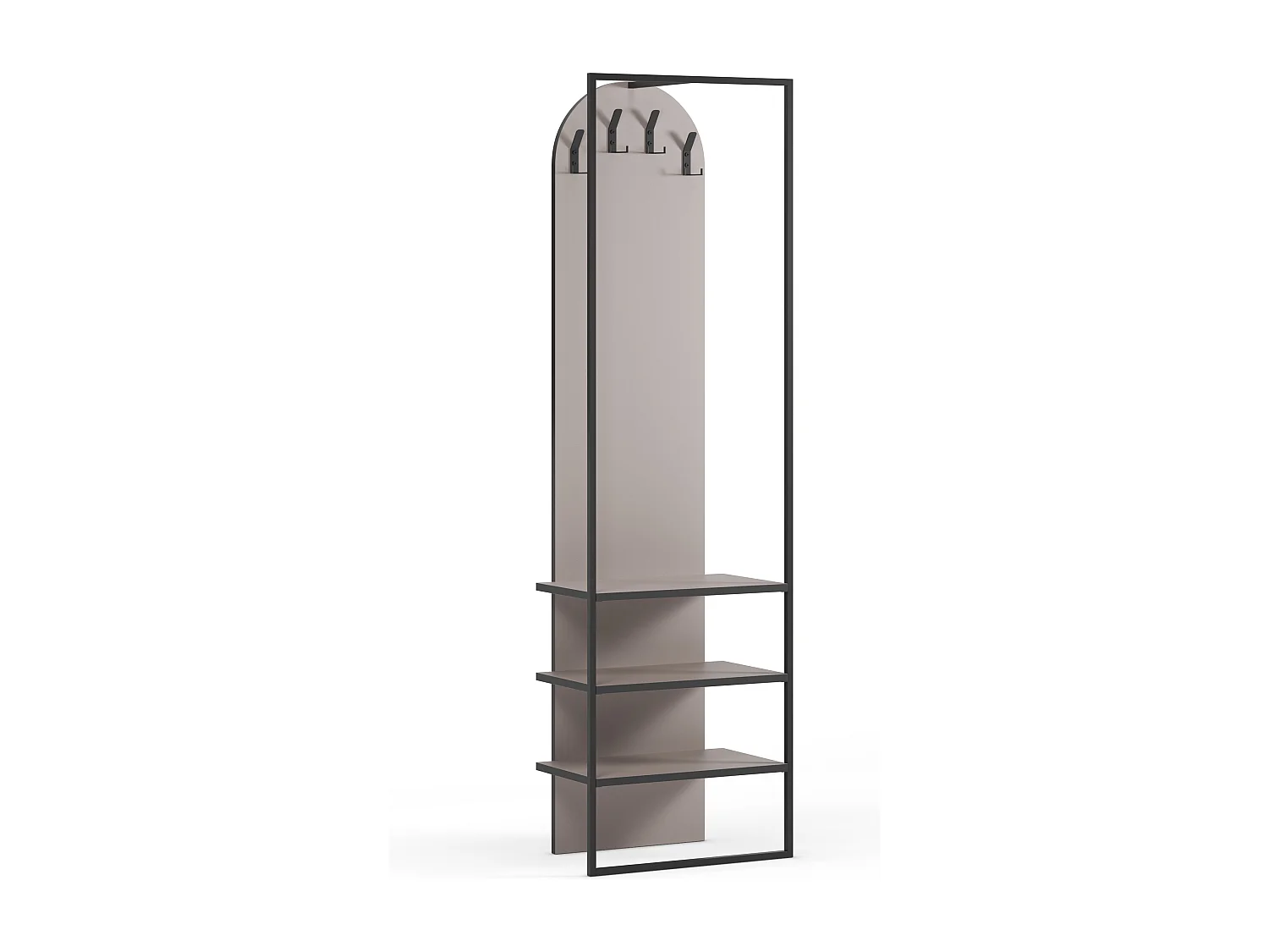 Wynsar - Meuble d'entrée 3 étagères en bois et métal H180cm - Beige