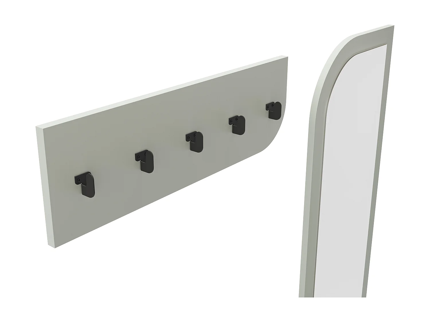 Silvar - Meuble d'entrée 2 portes avec miroir et portant en bois et métal H172cm - Vert amande