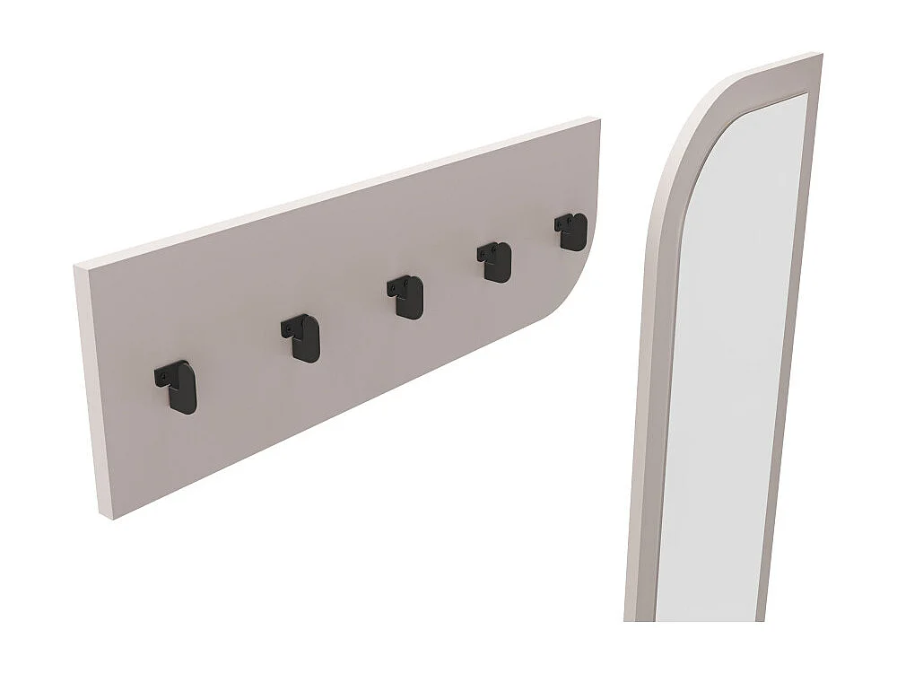 Silvar - Meuble d'entrée 2 portes avec miroir et portant en bois et métal H172cm - Beige