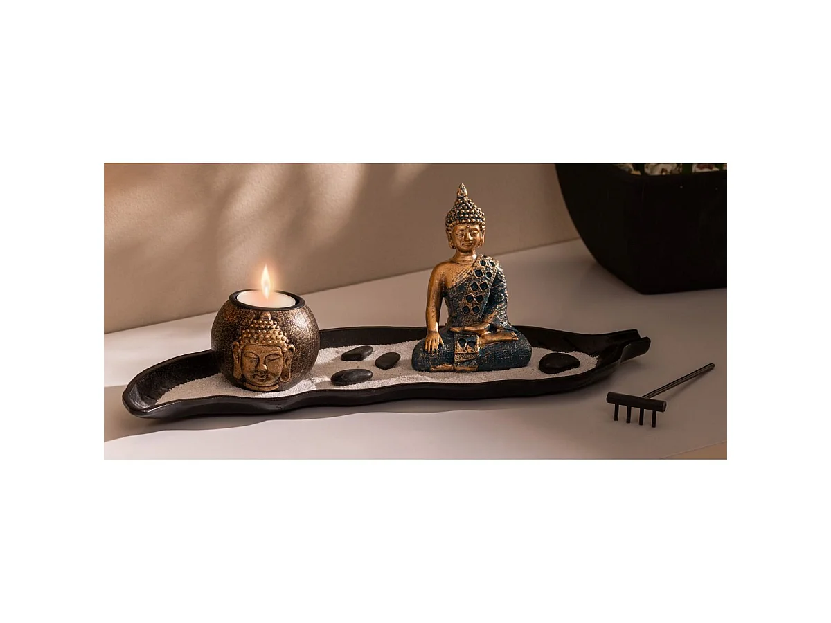 Objet décoratif Jardin Zen avec Plateau, Bouddha et accessoires