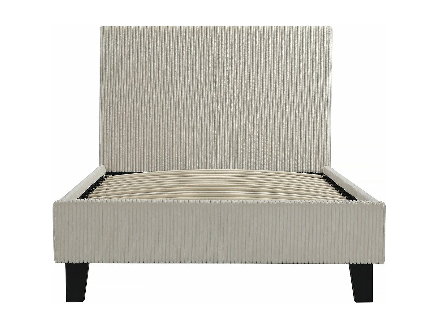 Cama de solteiro em veludo cotelê "Ambre" - 90 x 190 cm - Bege elegante e confortável para quartos compactos