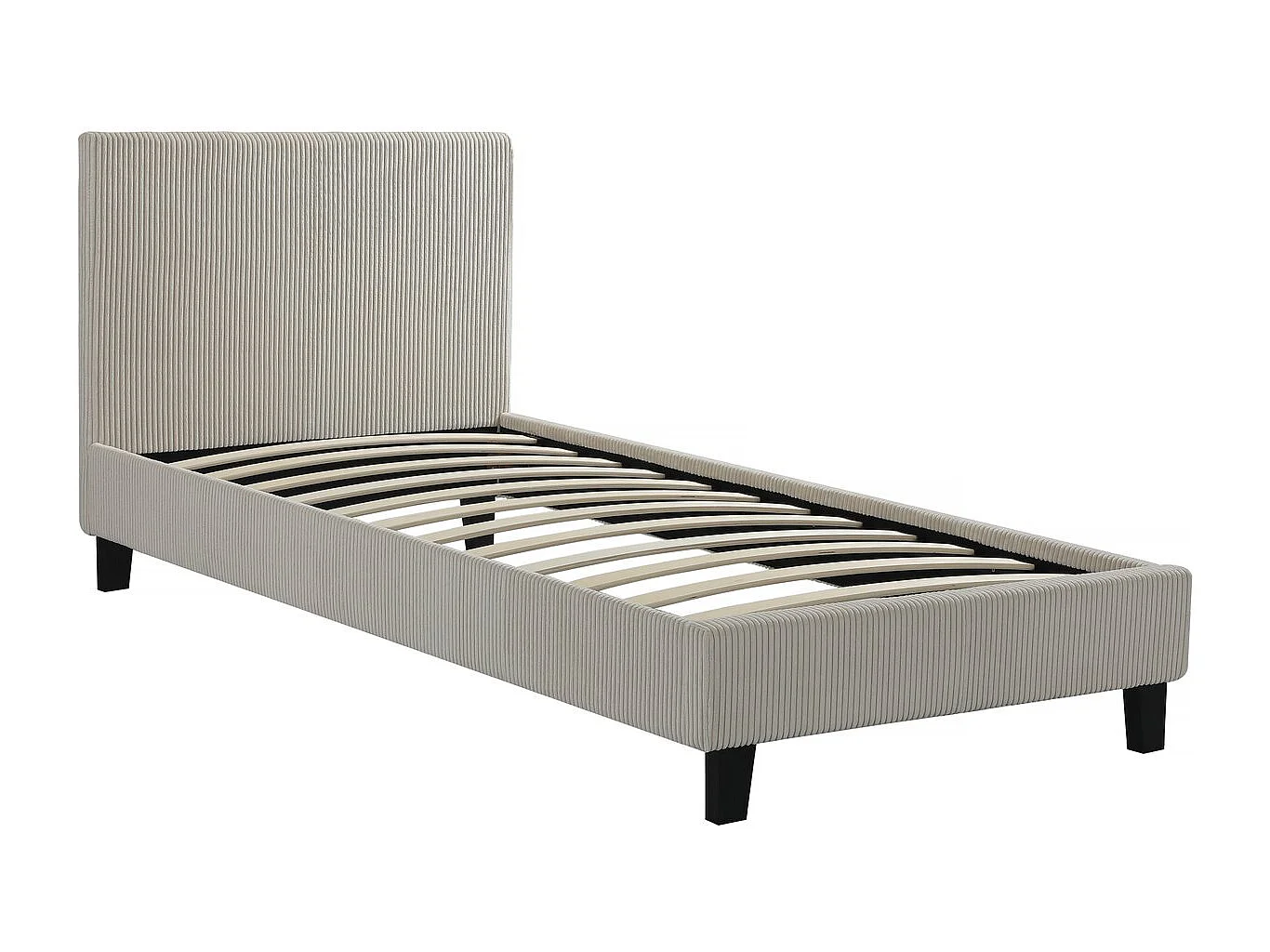 Lit simple en velours cotelé "Ambre" - 90 x 190 - Beige