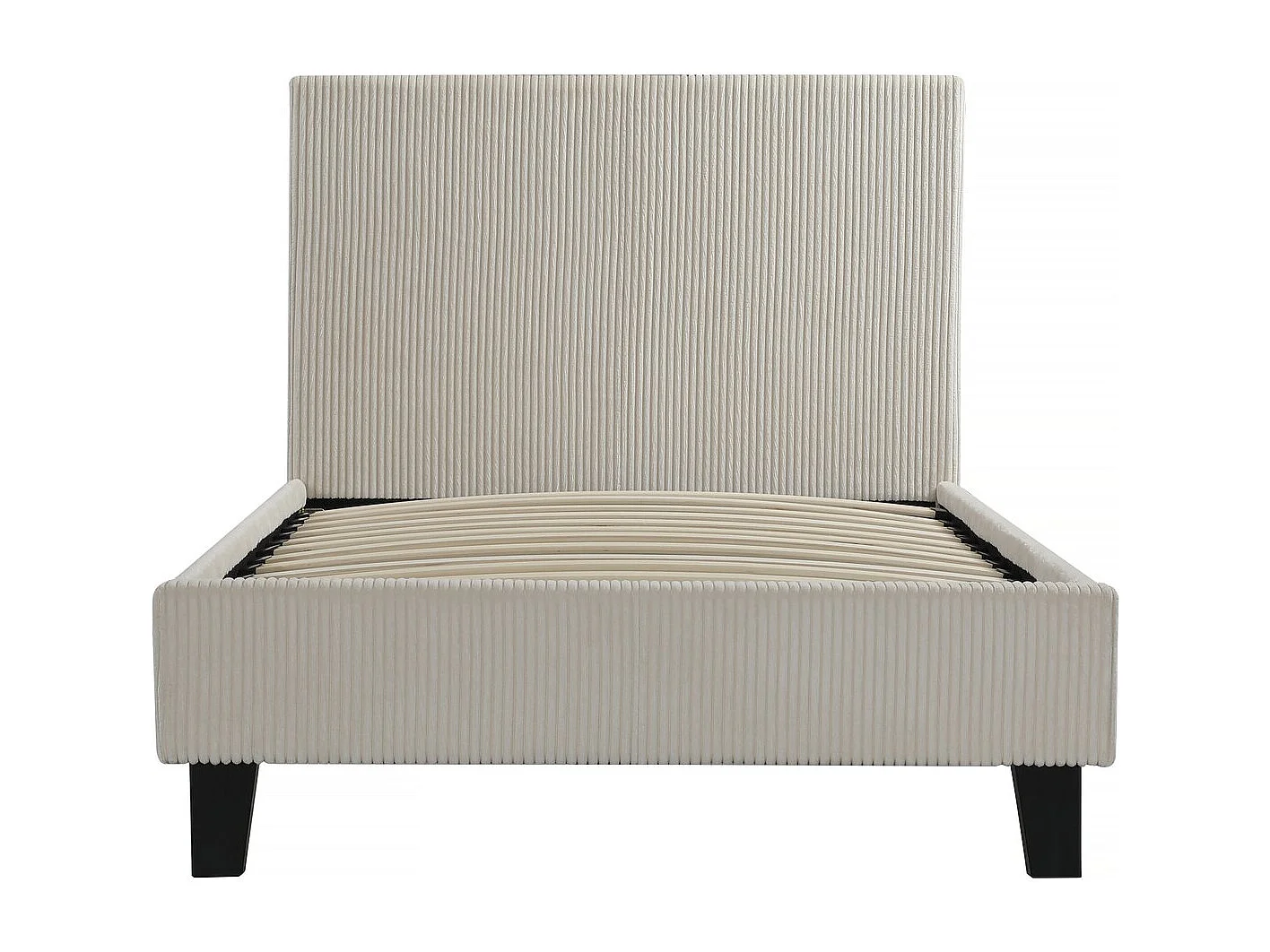 Lit simple en velours cotelé "Ambre" - 90 x 190 - Beige