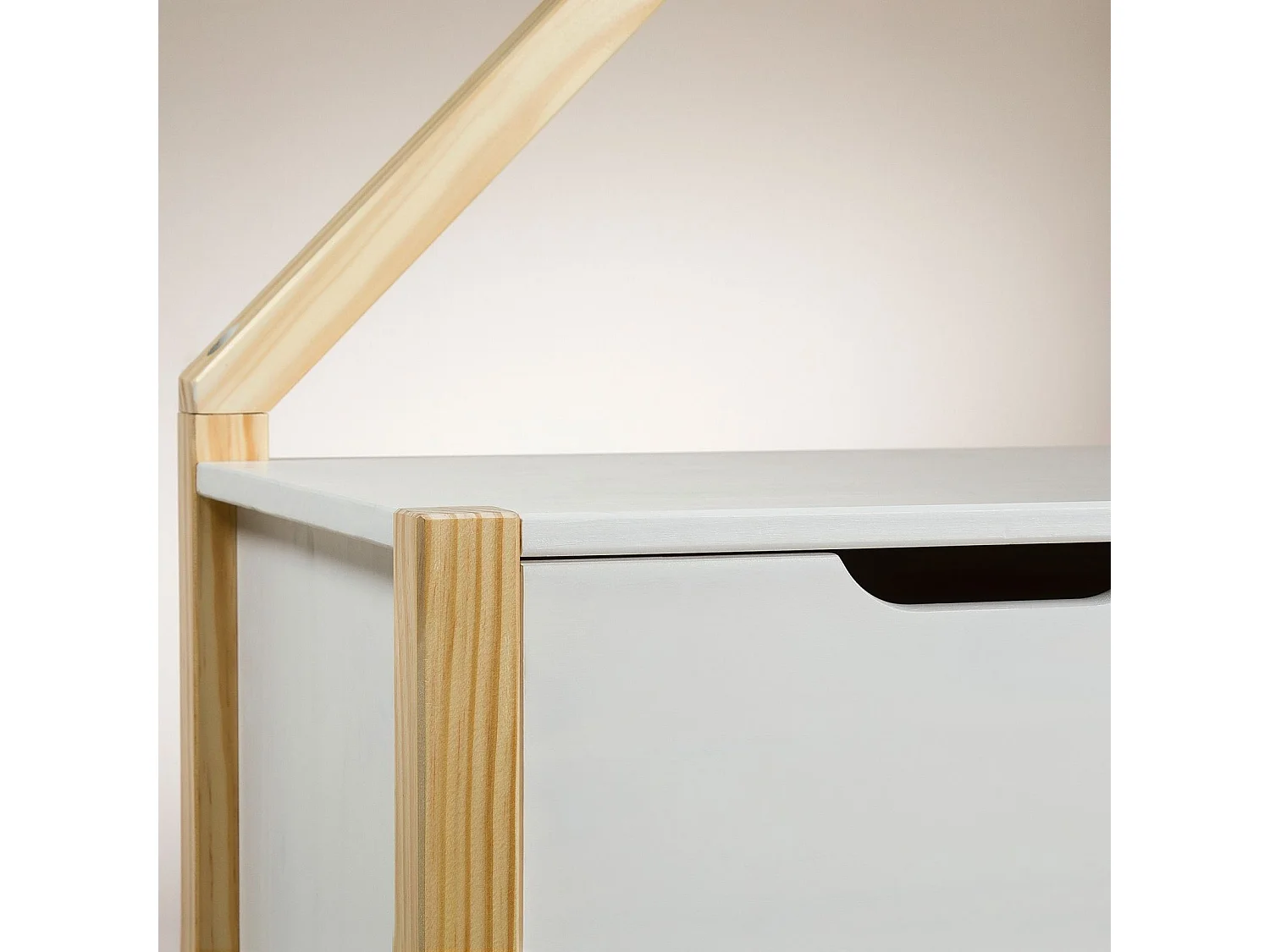 Commode Enfant ELANO en Bois Massif coloris naturel et blanc avec 3 Tiroirs de Rangement, 84 x 120 x 41 cm