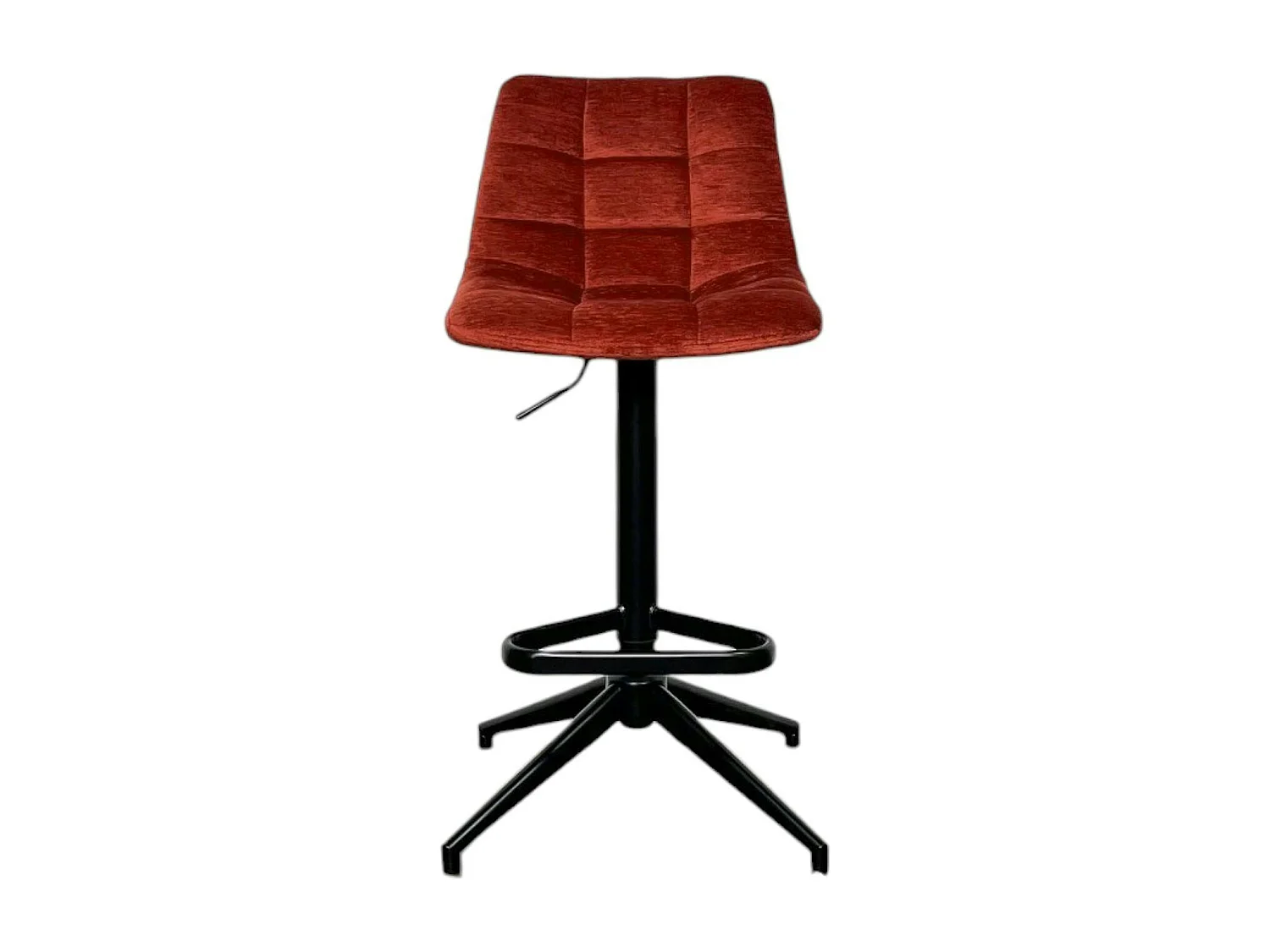 Tabouret de bar pivotant motif damier, velours rouge (lot de 2) PALERME