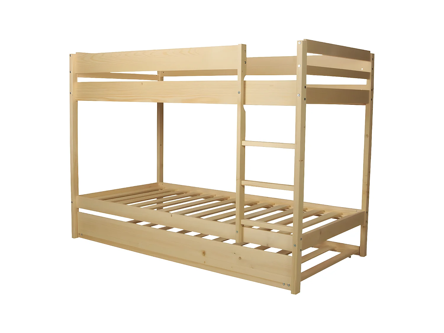 Lit superposé Wally 90x190 + 2 sommiers + 1 lit tiroir/naturel