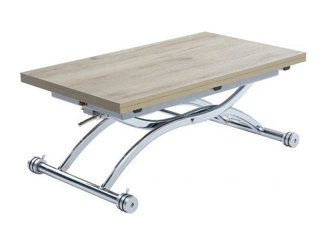 Table relevable extensible HIRONDELLE compacte chêne ancien pied chromé