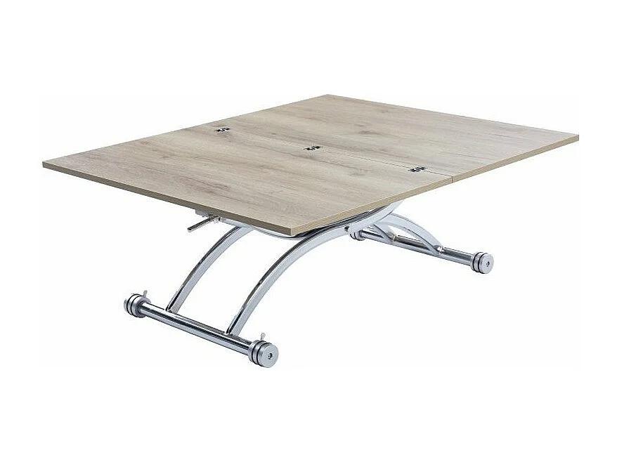 Table relevable extensible HIRONDELLE compacte chêne ancien pied chromé