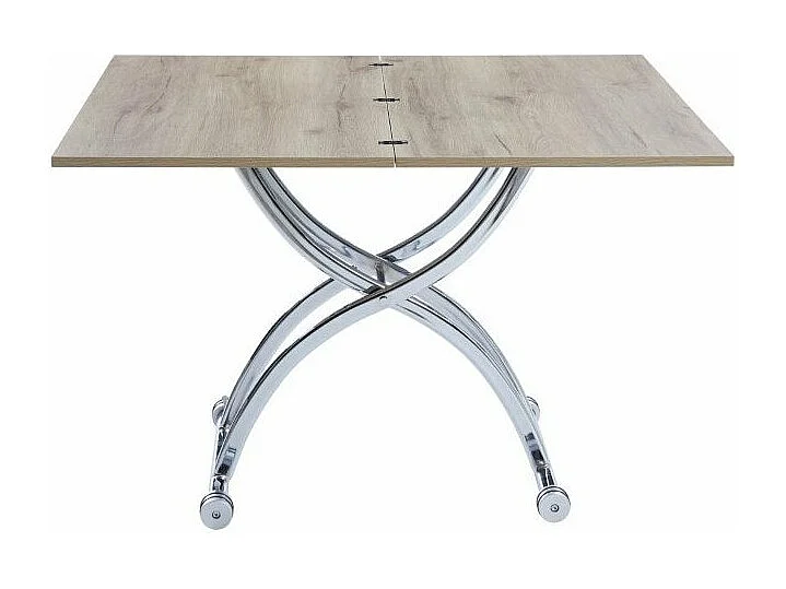 Table relevable extensible HIRONDELLE compacte chêne ancien pied chromé