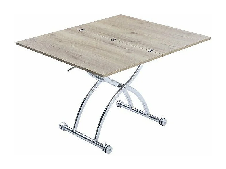 Table relevable extensible HIRONDELLE compacte chêne ancien pied chromé