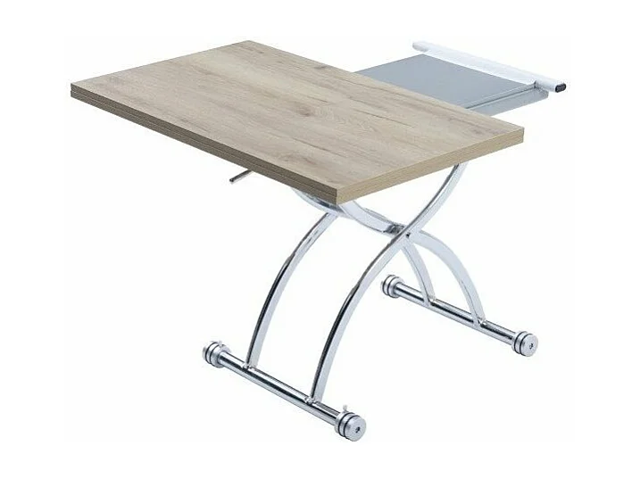 Table relevable extensible HIRONDELLE compacte chêne ancien pied chromé