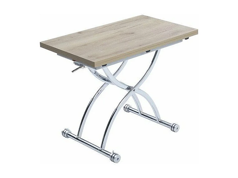 Table relevable extensible HIRONDELLE compacte chêne ancien pied chromé
