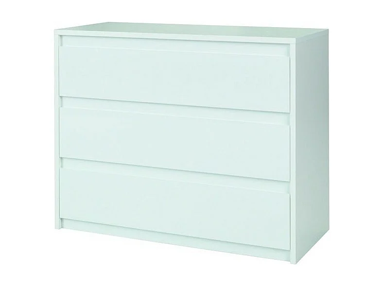 Ensemble chambre VERONA : Lit coffre 180x200 cm, commode 3 tiroirs, tables de chevet, armoire 4 portes, blanc brillant