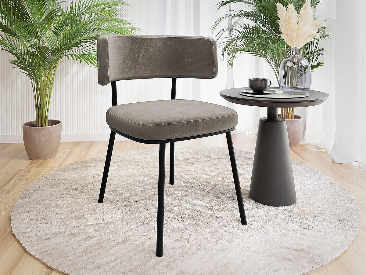 Chaise en velours "Iga" - Taupe