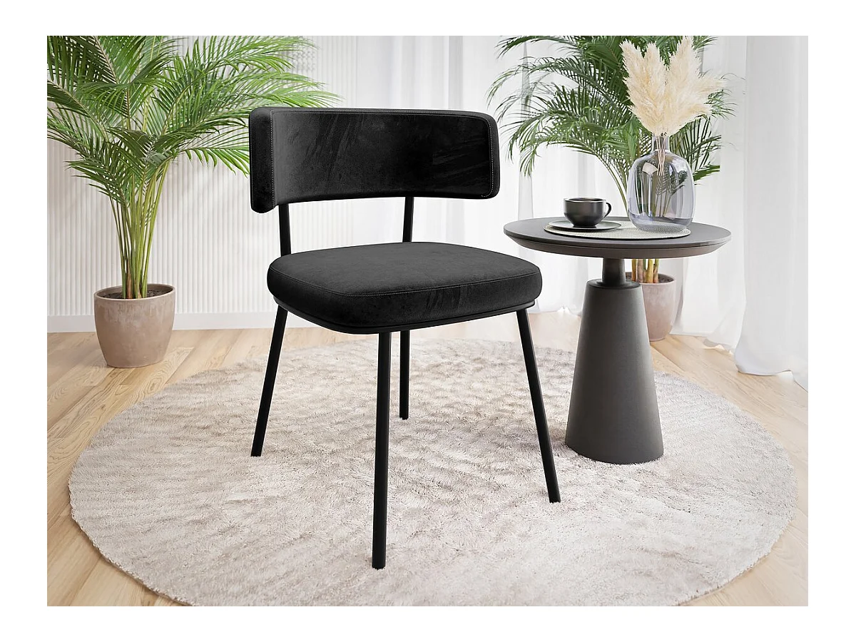 Chaise en velours "Iga" - Noir