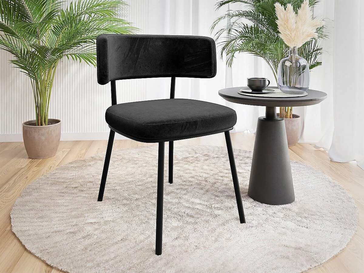 Chaise en velours "Iga" - Noir