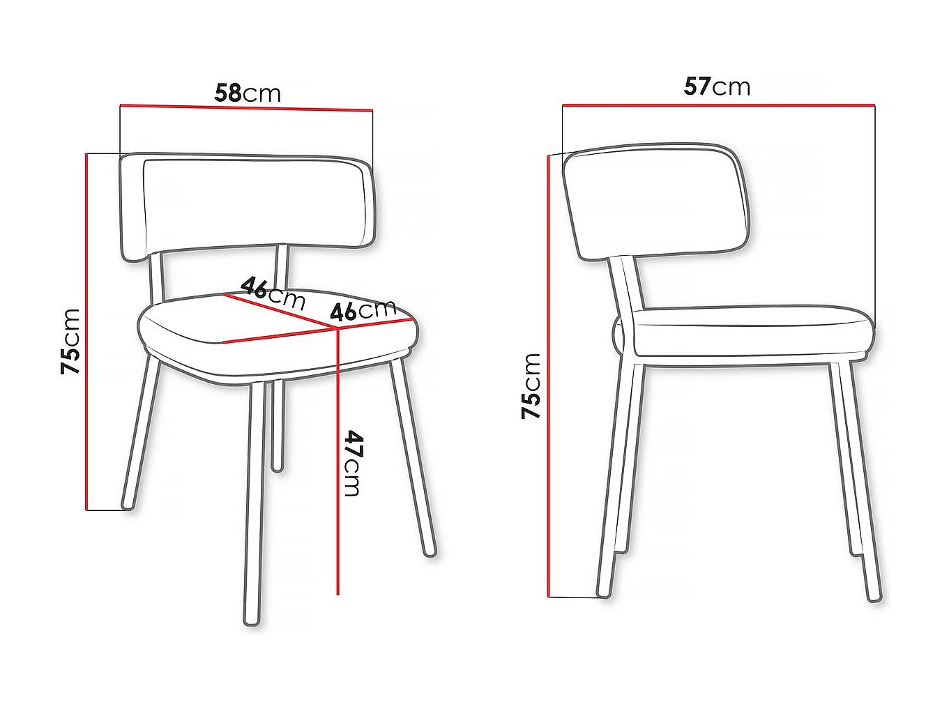 Chaise en velours "Iga" - Beige