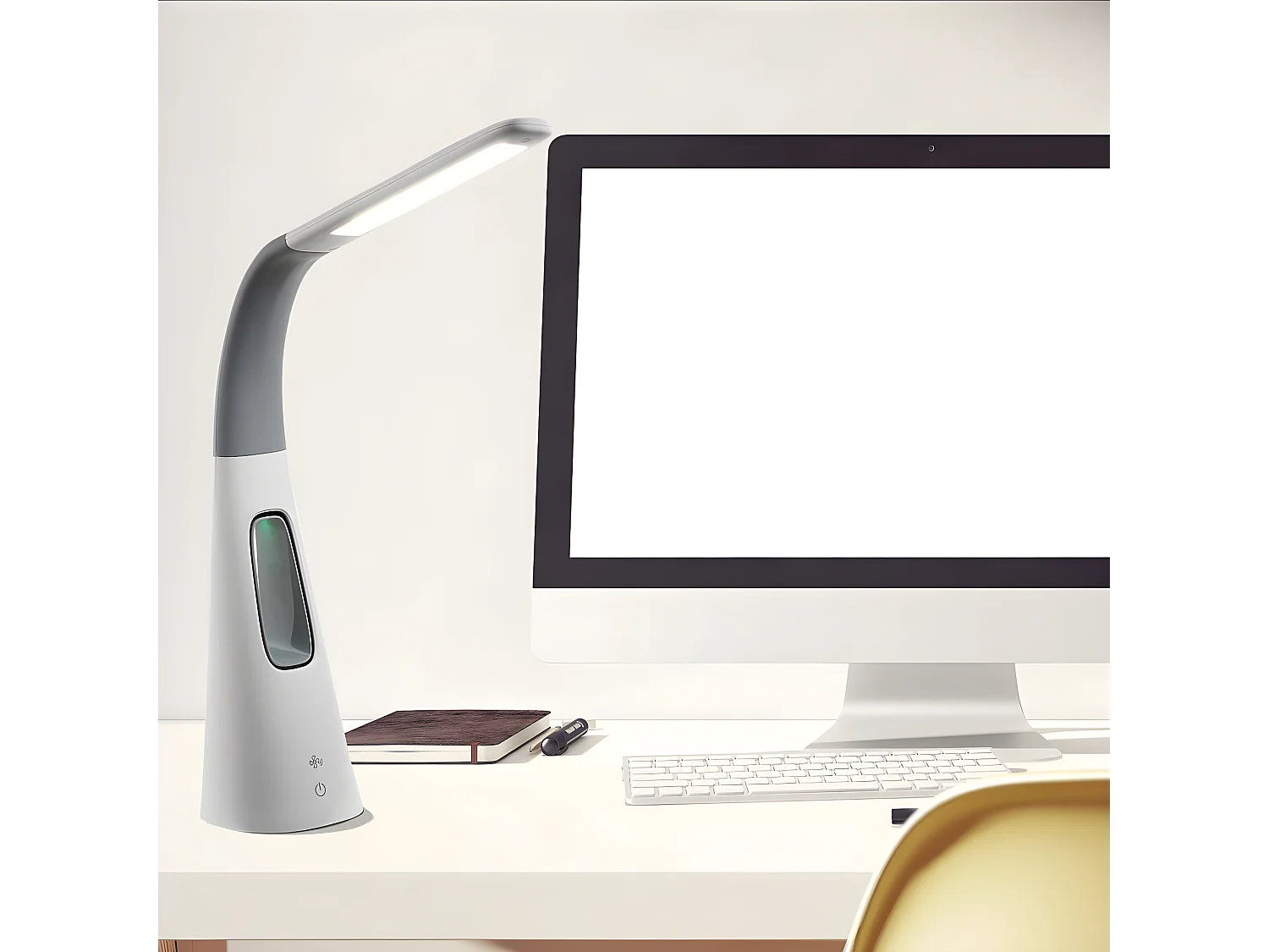 Lampe de bureau LED design avec ventilateur sans pale intégré
