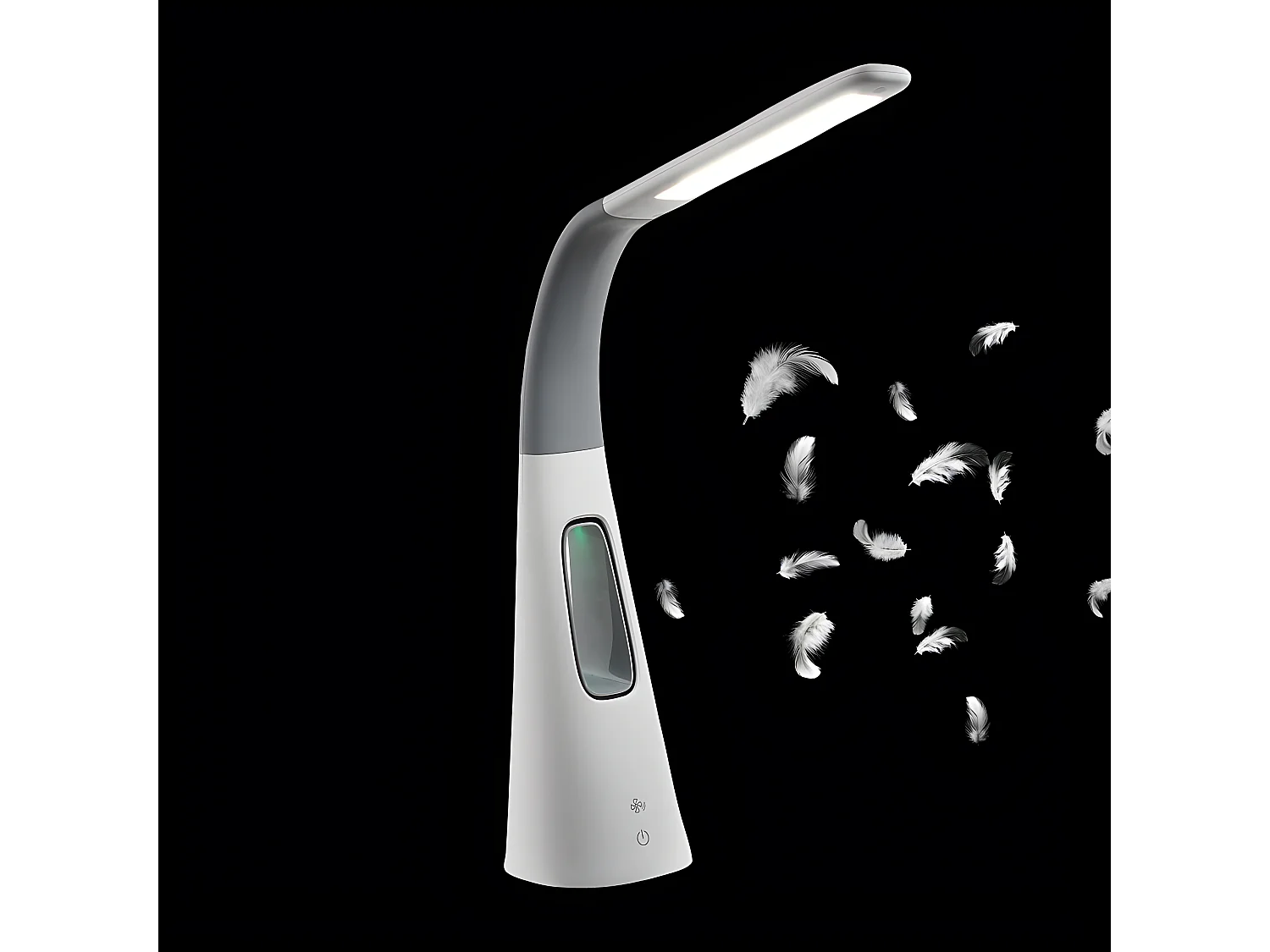 Lampe de bureau LED design avec ventilateur sans pale intégré