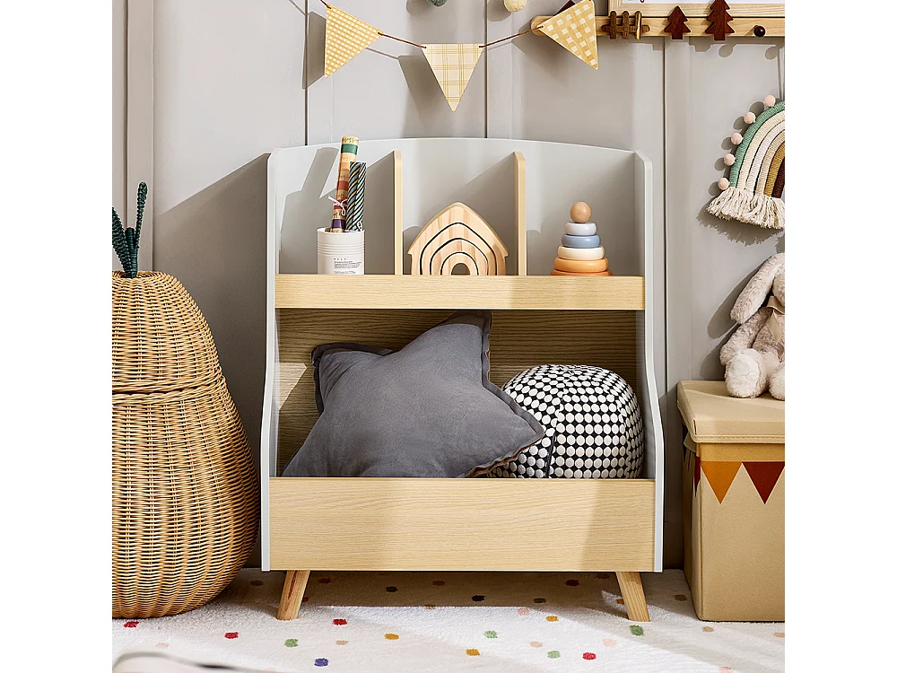 SoBuy KMB105-HG Bibliothèque Enfant Étagère de Rangement Jouets pour Enfants Étagère à Livres pour Garçon, Fille