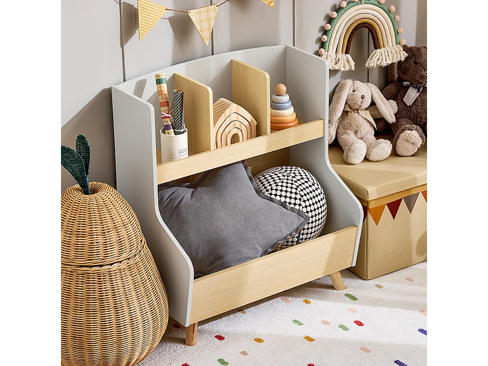 SoBuy KMB105-HG Bibliothèque Enfant Étagère de Rangement Jouets pour Enfants Étagère à Livres pour Garçon, Fille