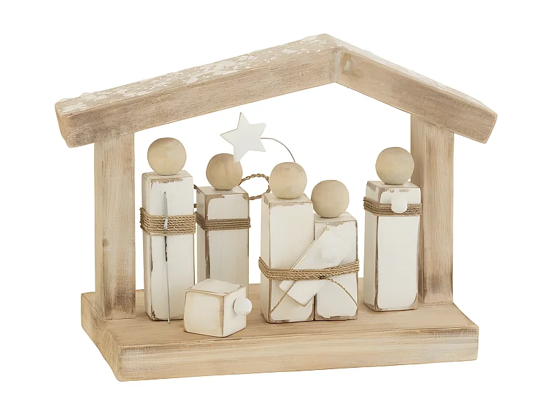 Pesebre minimalista de madera beige 30x16x23 cm