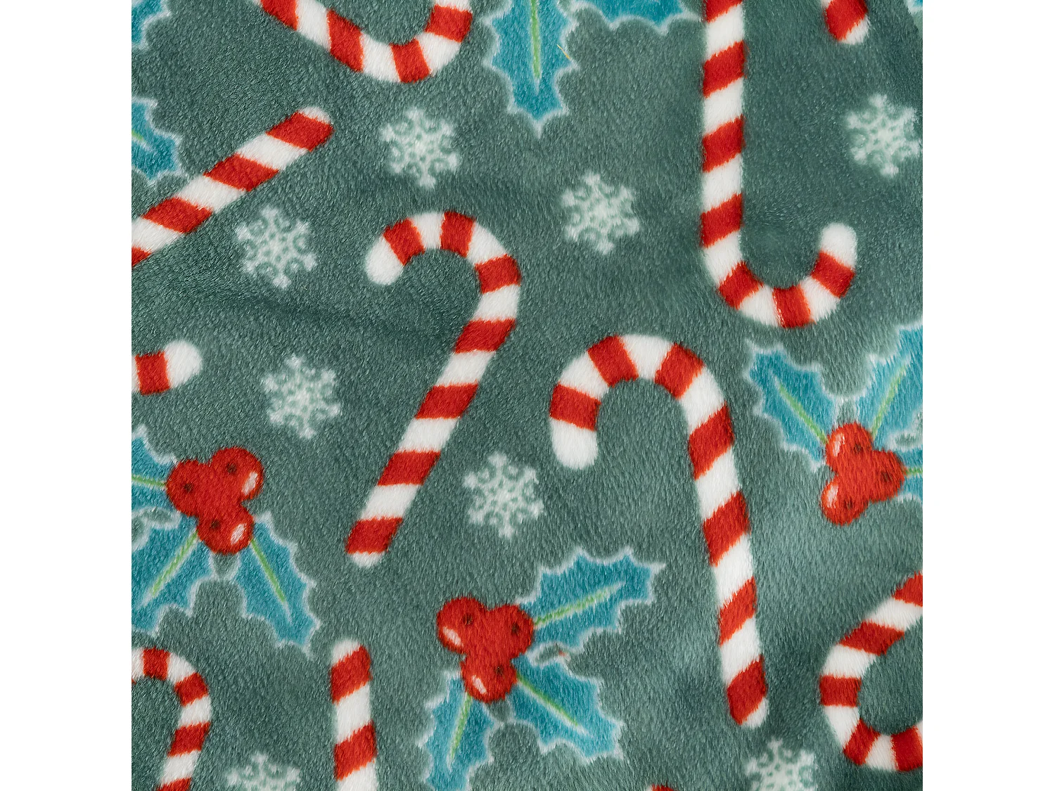 Plaid motif Houx et Cannes à sucre de Noël Vert et Rouge 130 x 180 cm