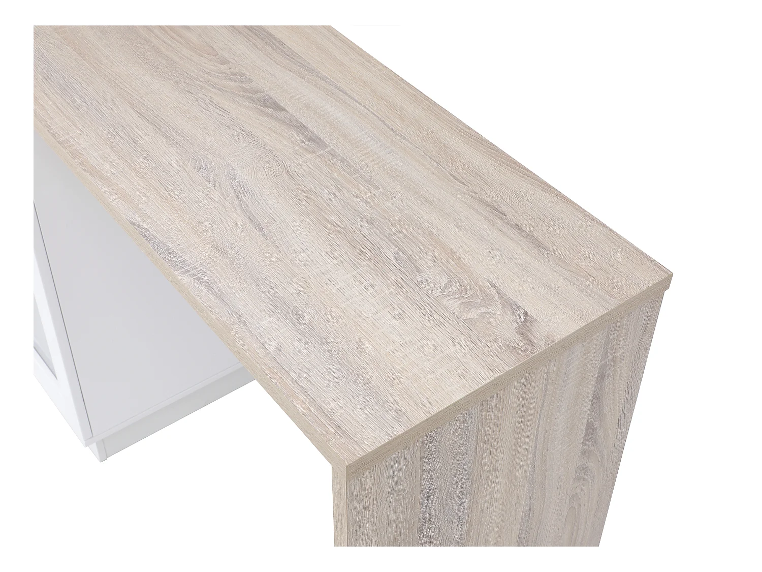 Meuble de bar pivotant avec rangements - Blanc et naturel - ARAMETA