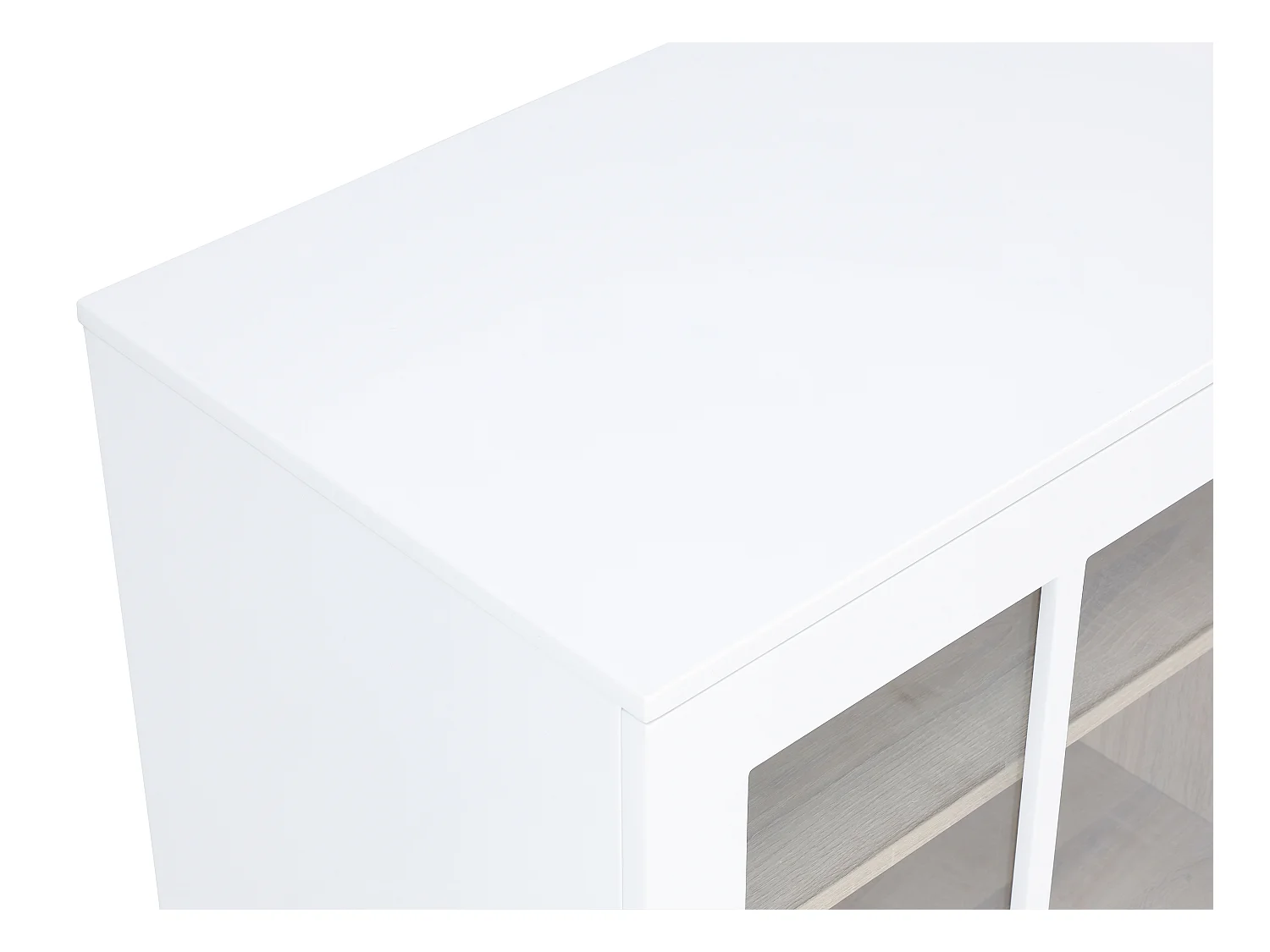Meuble de bar pivotant avec rangements - Blanc et naturel - ARAMETA