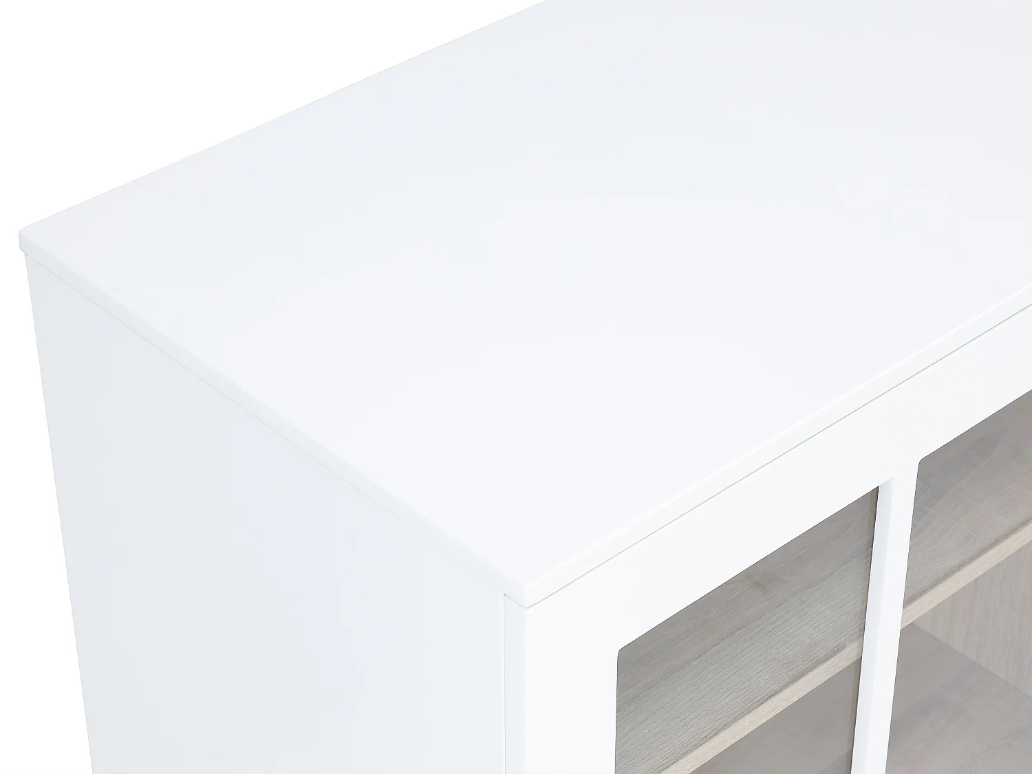 Meuble de bar pivotant avec rangements - Blanc et naturel - ARAMETA