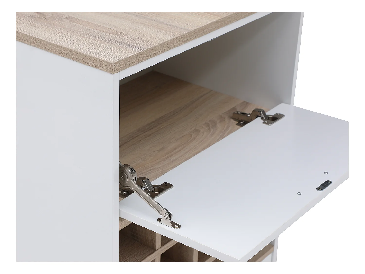 Szafka barowa ze schowkami - Biały i naturalny - ANOSKI