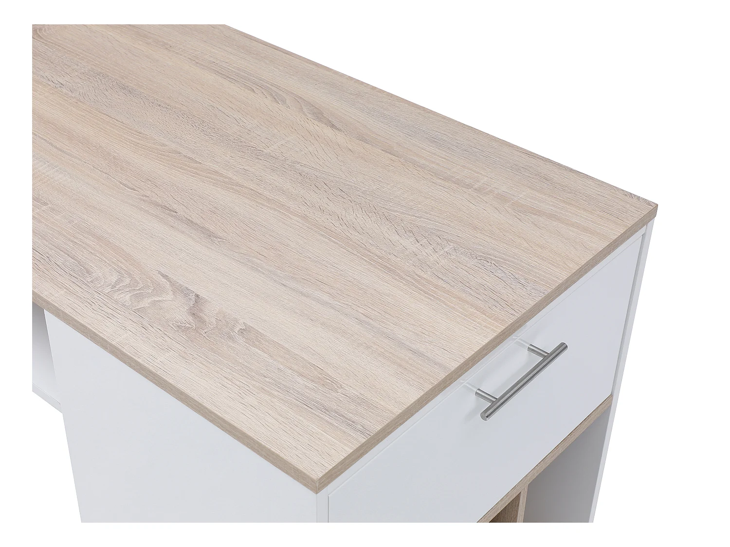 Szafka barowa ze schowkami - Biały i naturalny - ANOSKI